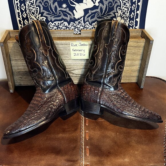 Vintage Lucchese Handmade Sienna-Brown Ultra Hornback Cowboy Boots in Men\'s 11D main image 6